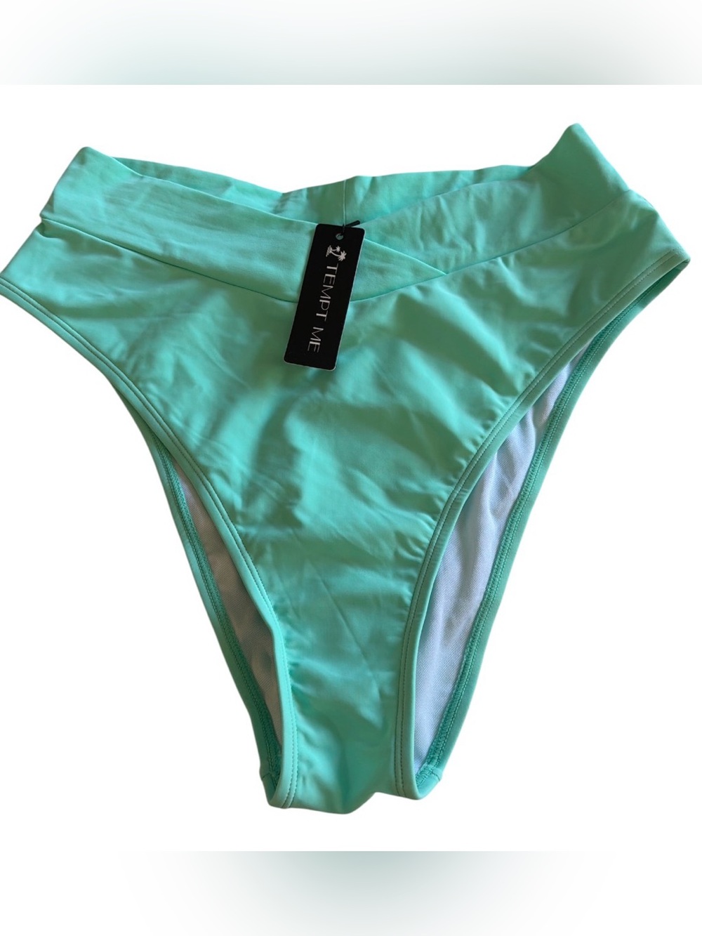 Tempt Me NWT Women's High-Waist Bikini Bottom in Mint Green Size XL